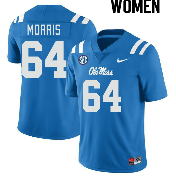 Women #64 Ethan Morris Ole Miss Rebels College Football Jerseyes Stitched Sale-Powder Blue